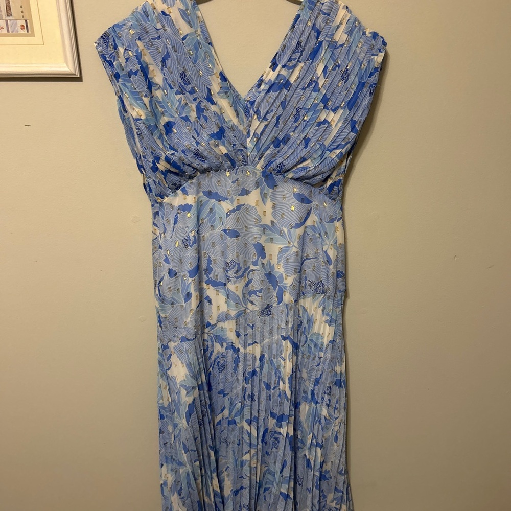 Fate Blue and White Floral Maxi Dress